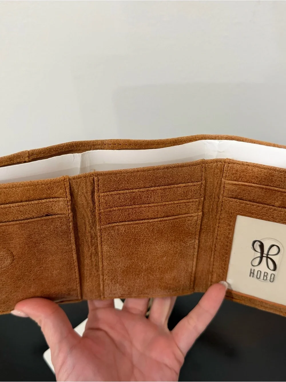 HOBO Suede Card Holder in Tan